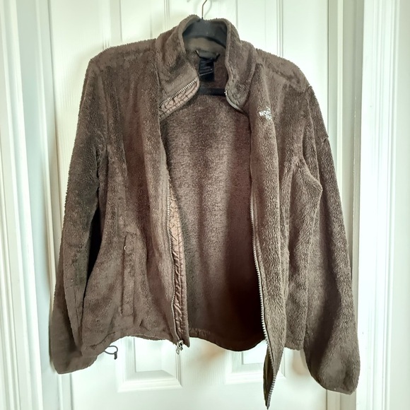 The North Face Women's Brown Fuzzy Fleece Jacket Adjustable Waist, Full Zipper - Picture 4 of 7